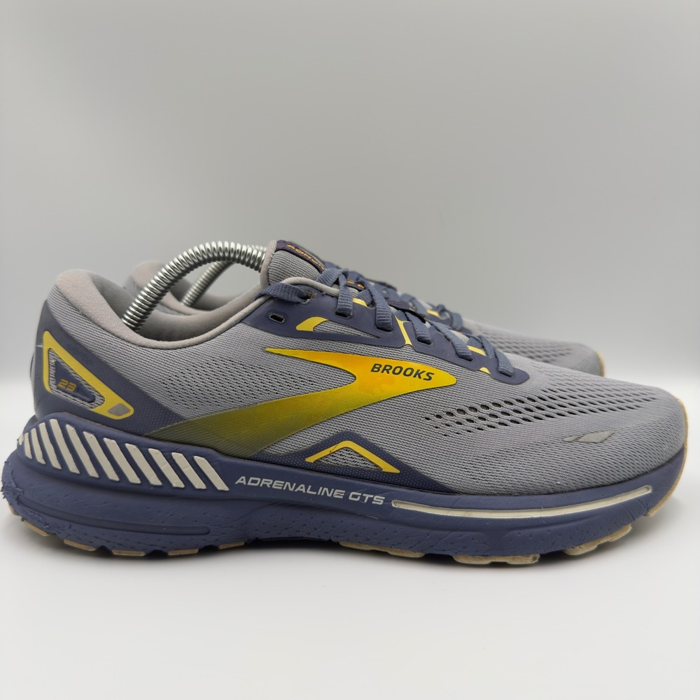 Brooks Adrenaline GTS 23 Men Size 10 Running Shoes Athletic Gray Yellow